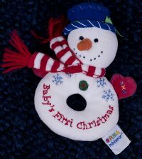 Miniwear Snowman Baby's First Christmas Rattle Baby Plush Lovey Teether